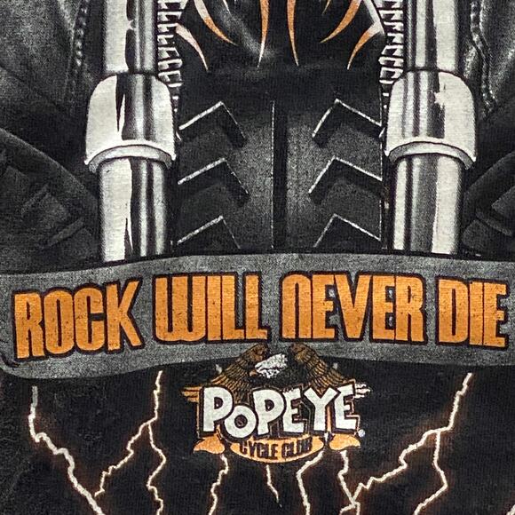 Popeye Animated Cycle Club Biker Rock Will Never Die Harley Davidson Motorcycle - Picture 3 of 6